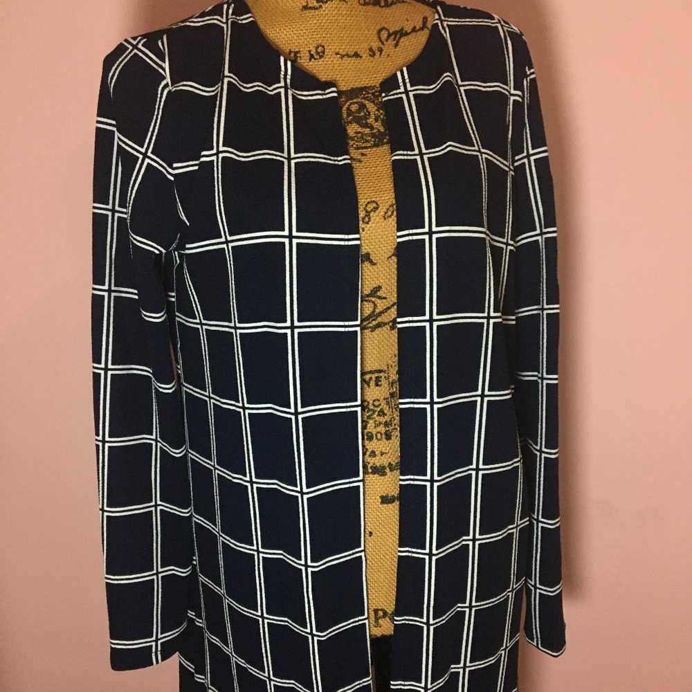 navy cardigan